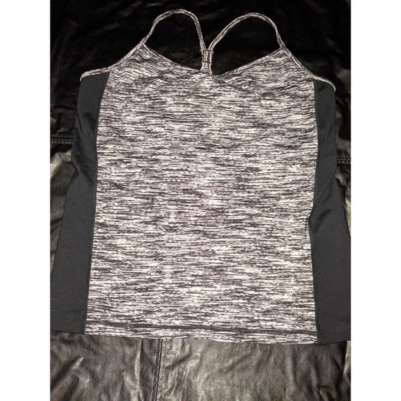 Cabi #802 Womens Space Dye Gray Black Contrast Racerback Shelf Bra Tank Large - Picture 8 of 12
